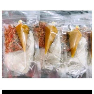 50g bánh tráng+20g muối tép+20g sốt muối béo+túi muối nhuyễn