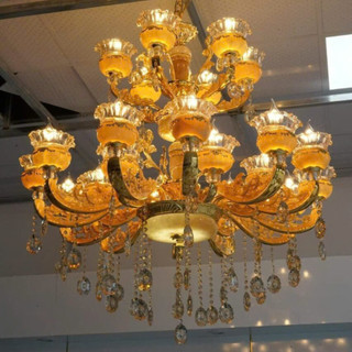 Đèn chùm tân cổ điển LED XANH chao đá đúc 15-8-24 tay,Đèn trần phòng khách trần gỗ đẹp