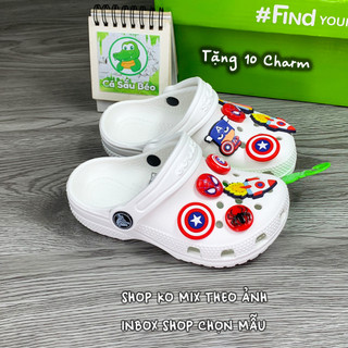 Dép sục Cross trẻ em Classic màu Trắng hàng loại 1 xịn nhiều màu tặng kèm 10 charms 2d