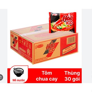    Thùng 30 gói   Mì Hảo 100 tôm chua cay 65g 