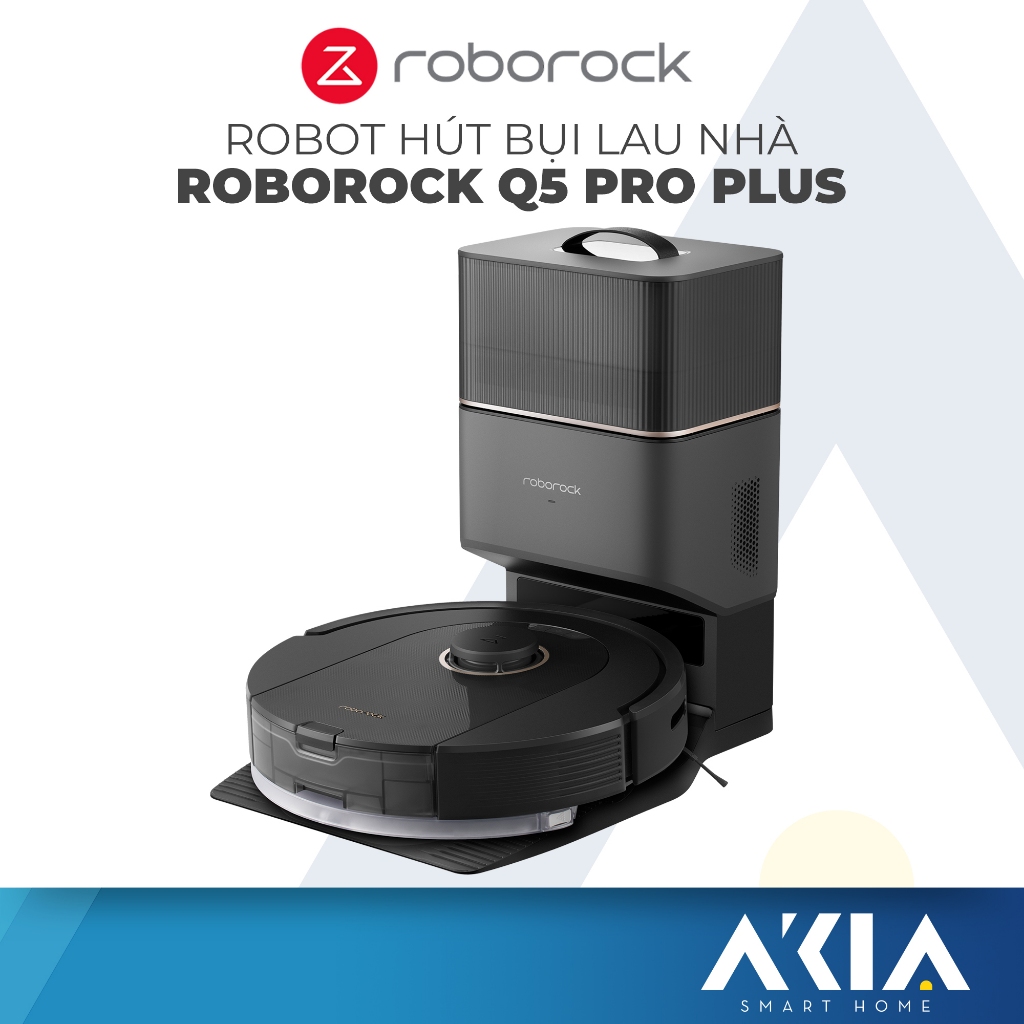Robot hút bụi lau nhà Roborock Q5 Pro/ Q5 Pro Plus, Lực hút 5500Pa, chổi cuộn kép, tự động đổ rác, tránh vật cản