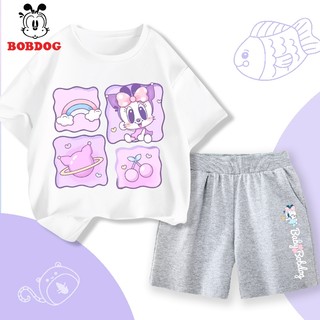 Set quần áo bé gái BOBDOG, đồ bộ bé gái áo thun quần da cá in hình dễ thương -CQ- BDG35-BDQ12 cho bé
