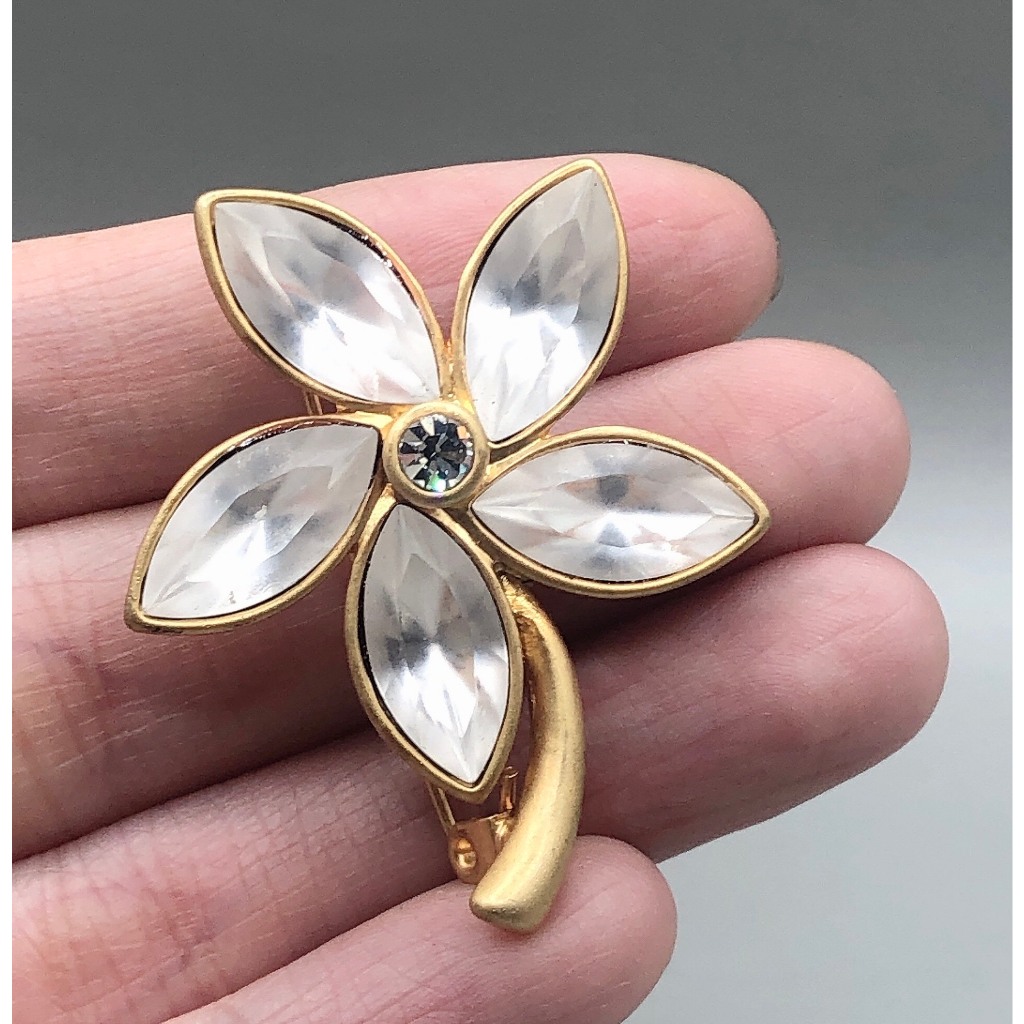 Cài áo Vintage hoa sứ khắc hiệu AN si tuyển Nhật