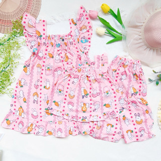 TOLEXINH [7kg-30kg] BỘ MẸ VÀ BÉ áo dây bèo quần đùi - vải tole loại 1