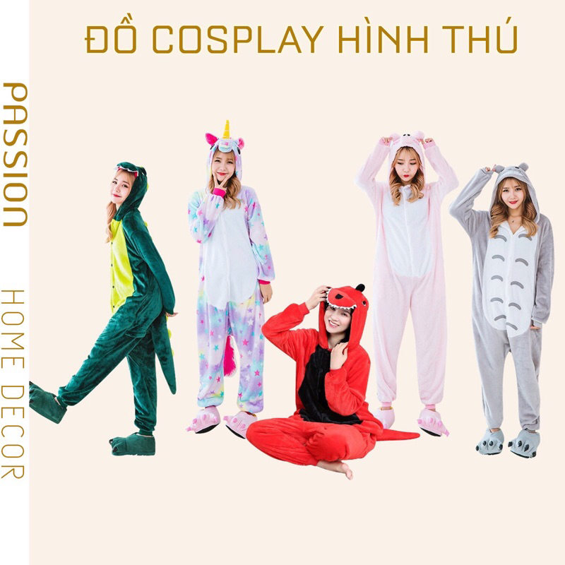 Bộ đồ hình thú khủng long cho nam và nữ nhiều màu