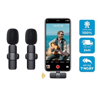 Bộ 2 micro thu âm không dây cài áo k9 lọc tiếng ồn cao cấp livestream quay video ghi âm cho điện thoại