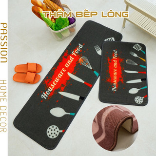 Set 2 Thảm Đôi Nhà Bếp Sợi Len Đế Cao Su Chống Trơn Trượt Thấm Hút