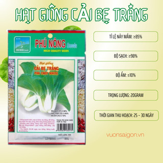 Hạt Giống Cải Bẹ Trắng Phú Nông Gói 20g hạt giống chắc khỏe, tỉ lệ nẩy mầm >95%  - Green City