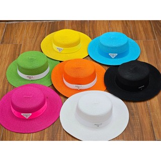 Mũ nón cói đầu bằng, mũ cói đi biển đường kính 35cm, gắn nơ siêu xinh