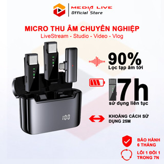 Micro Thu Âm Không Dây Lọc Tiếng Ồn Cài Áo, Mic thu âm quay video Livestream 3 Chế Độ Thu Lọc tạp âm kết nối Phạm Vi 20m