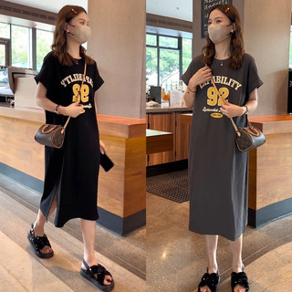 Váy cotton dáng suông in chữ 92- Đầm suông dáng rộng mát dành cho mùa hè thời tràn basic