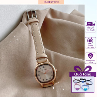 Đồng hồ đeo tay nữ Koutake dây da mặt Oval trẻ trung, kiểu dáng basic