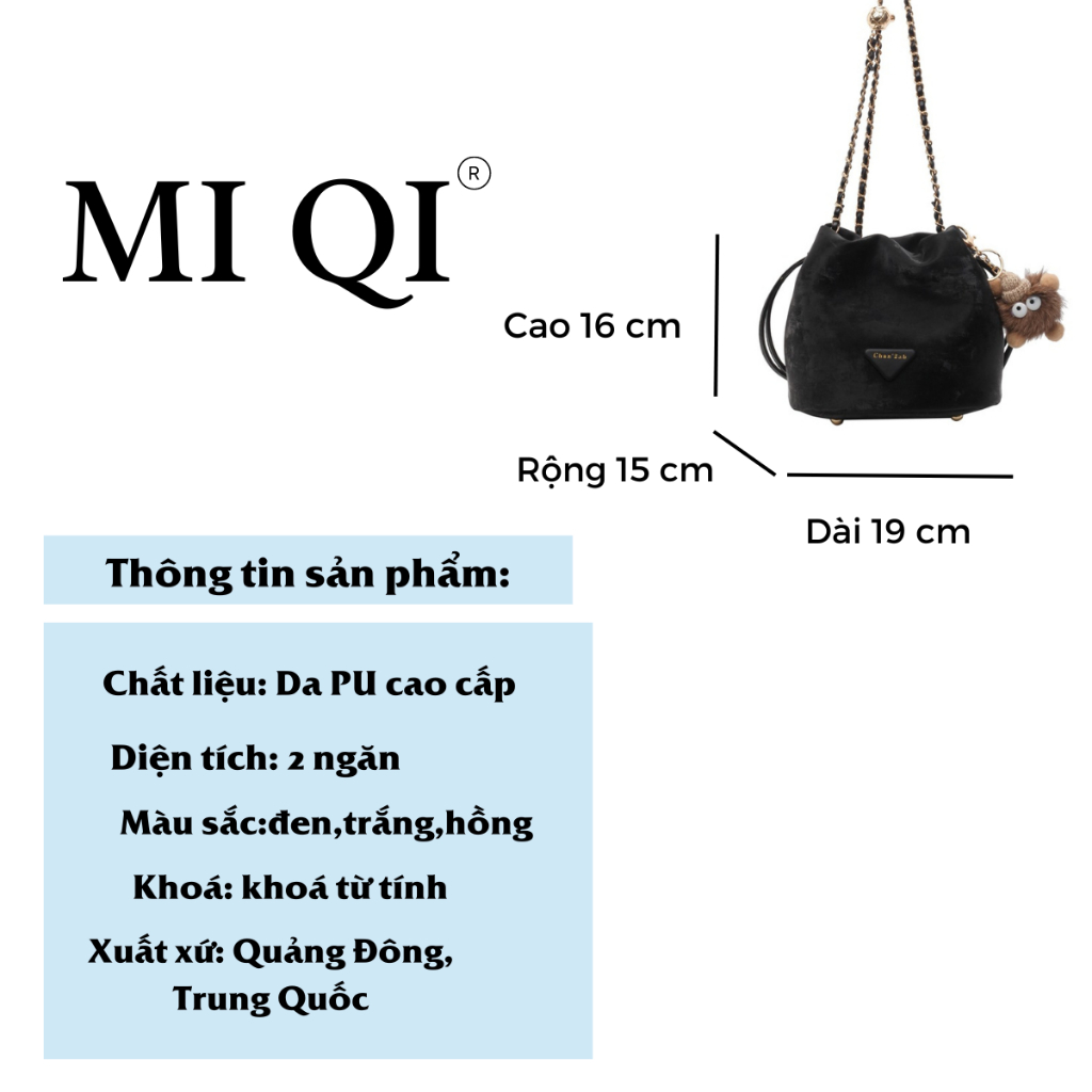 Túi Xách Nữ Đeo Chéo Đeo Vai Dáng Bucket Mix Móc Gấu Xinh Xắn Đi Tiệc Đi Chơi Sang Chảnh MIQI BAG TX-105 | BigBuy360 - bigbuy360.vn