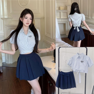 SET ÁO XOẮN EO + Ao CROPTOP TRẮNG + SHORT