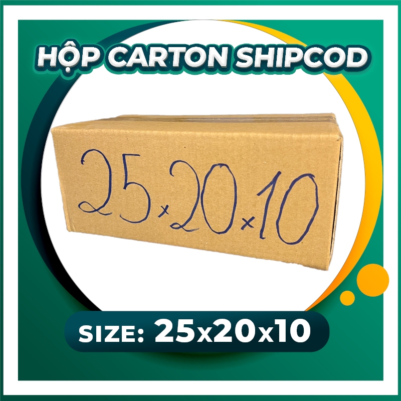 50 Hộp Carton 25x20x10 đóng hàng, ship cod. 3 lớp sóng B .