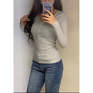 Áo thun nữ nút bấm tay dài ôm body size từ 40-80kg ( có size XL)