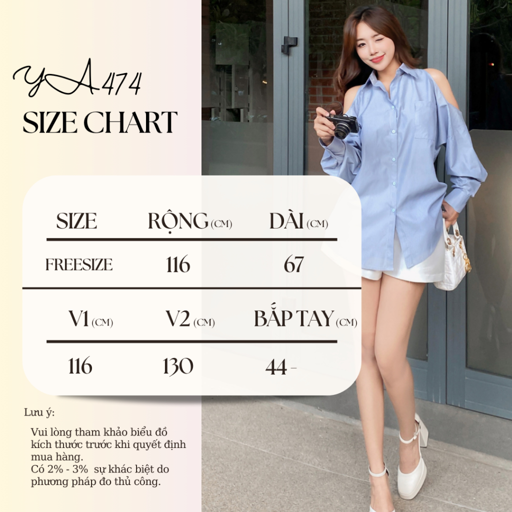 YU CHERRY | Áo sơmi basic kẻ sọc nhỏ khoét vai cách điệu Cutout Shoulder Shirt YA474