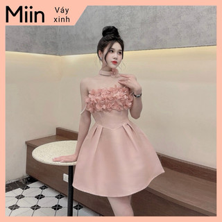 Váy 2 dây đá cánh hoa laze kèm chocker