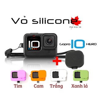 [ GOPRO 10 ] Vỏ silicon + nắp cho gopro hero 10 Black - Bộ phụ kiện gopro 10