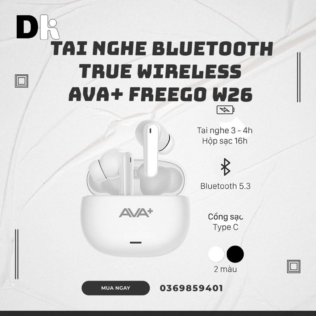 Tai nghe Bluetooth True Wireless AVA+ FreeGo W26