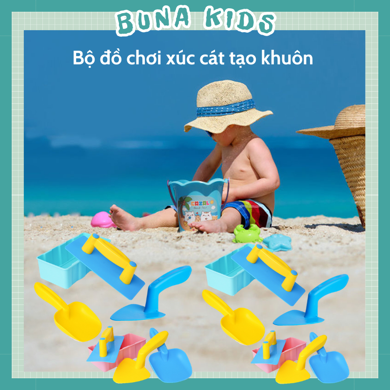 Bộ đồ chơi xúc cát cho bé, đồ chơi tạo hình khối trên cát cho bé trên 1