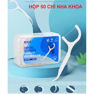 Tăm chỉ nha khoa hộp 50 Cây Dental Flossers tăm chỉ vệ sinh răng miệng