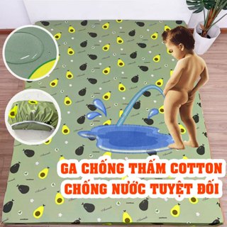 Ga chống thấm Cotton quả bơ LoveMama chống thấm nước bảo vệ nệm mềm mại thoáng mát