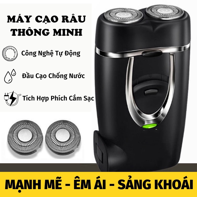 Máy Cạo Râu Mini 2 Lưỡi Cạo Nổi Máy Cạo Râu Đa Năng Đầu Cạo Chống Nước Đèn Rọi Ray ASAKI - R2