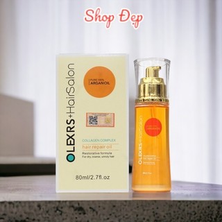 Tinh dầu dưỡng tóc Olexrs Hairsalon Pure 100% Argan Oil Collagen Complex Hair Repair Oil 80ml