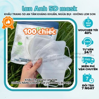 100 Chiếc Khẩu Trang 5D Anh Tâm Thon Gọn Mặt, Ko Lem Son.Khẩu trang 5D chống bụi mịn - 3 Lớp Dày Dặn, Chống Tia UV