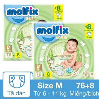 Tã dán thiên nhiên molfix s80+8/m76+8/l68+8