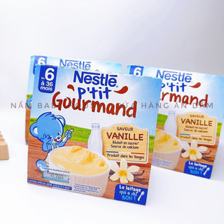 Date 12/24 Váng sữa Nestle Pháp cho bé ăn dặm từ 6 tháng siêu thơm ngon 4 hộp x 100g
