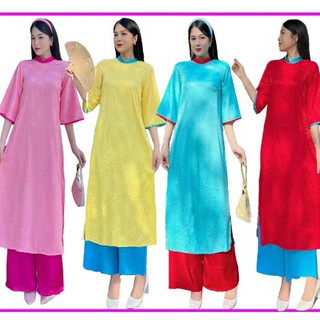 Áo dài cách tân mẫu tết đẹp thiết kế form rộng chất gấm lụa cao cấp