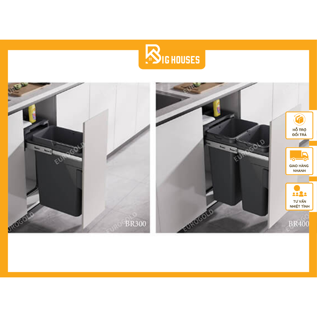 Thùng rác gắn cánh giảm chấn EUROGOLD BR300/BR400