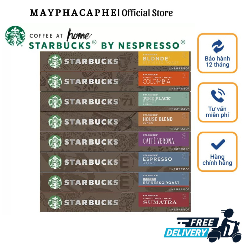 Cà Phê Viên Nén Nespresso Starbucks, Viên Nén Cà Phê Nespresso, 10 Viên, Nhiều Vị, Nhập Khẩu, Hàng C