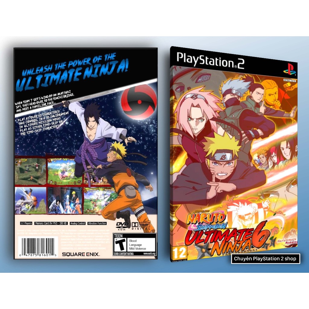 Đĩa game PS2 Naruto Shippuden: Ultimate Ninja 6 (hành động, nhập vai, đối kháng) cho máy game PS2