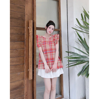 Áo bầu kẻ cam cánh tiên siêu xinh