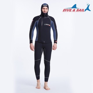  Bộ đồ lặn chuyên nghiệp nam 5mm có mũ nón che tai lót nhung Dive&Sail Lặn biển chuyên nghiệp kết hợp ống thở chân nhái 