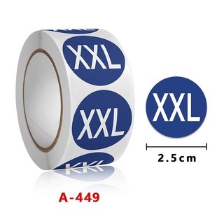 Cuộn 500 tem Sticker dán size quần áo 2.5cm