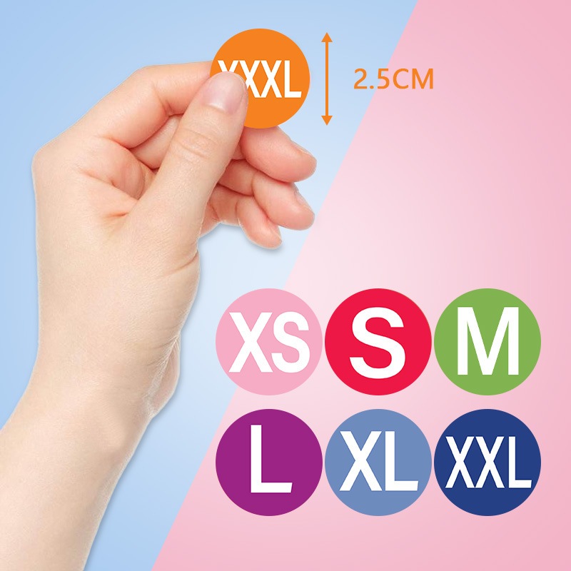 Cuộn 500 tem Sticker dán size quần áo 2.5cm