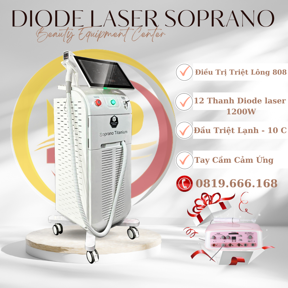 Máy Triệt Lông Diose Laser 808 Soprano Titanium | Diode Soprano 12 Thanh Diode Tay Cầm Cảm Ứng [ MPMedicalSPA ]