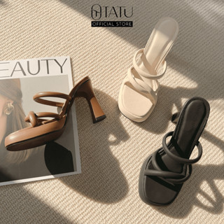 Guốc nữ 10 phân quai ngang dây xoắn thiết kế xinh xắn, giày cao gót nữa đế cao chắc chắn Tatushoes| HĐ13F