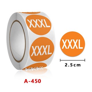 Cuộn 500 tem Sticker dán size quần áo 2.5cm