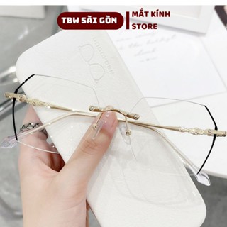  Gọng kính giả cận không viền thời trang nam nữ chống bức xạ ánh sáng xanh gọng kính kim loại cao cấp trong suốt KG45 