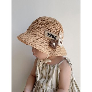 Mũ cói mềm quai ren, mũ cói mềm gắn hoa cho bé gái