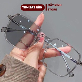 Mắt kính nam nữ gọng vuông thời trang cao cấp đổi màu khi ra nắng chống tia UV kính giả cận trong suốt bảo vệ mắt D09