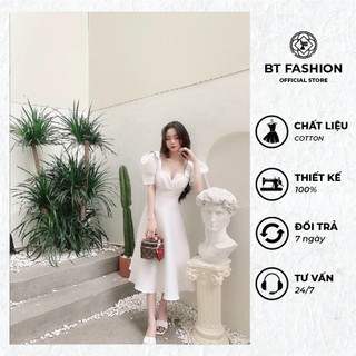 Đầm trắng dự tiệc, chụp kỷ yếu, nhẹ nhàng chất VẢI COTTON Jolie (BT041)