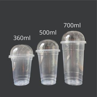 Set 50 Ly Nhựa PP Có Nắp Đế Bằng Cao Cấp, Dung Tích 360ml, 500ml, 650ml, 700ml Đủ Kích Thước