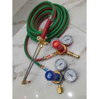 Đủ Bộ mỏ cắt oxy- gas gồm 1 mỏ cắt 2 đồng hồ 5m dây khí 1 bộ van chống cháy