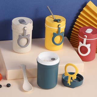 Cốc giữ nhiệt lúa mạch Kuchan Cốc đựng canh chống tràn Tặng kèm muỗng, có quai xách tiện lợi